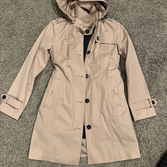 Michael Kors Jackets & Blazers - Michael Kors Beige Women's Hooded Trench Coat - Classic Lightweight Outerwear
